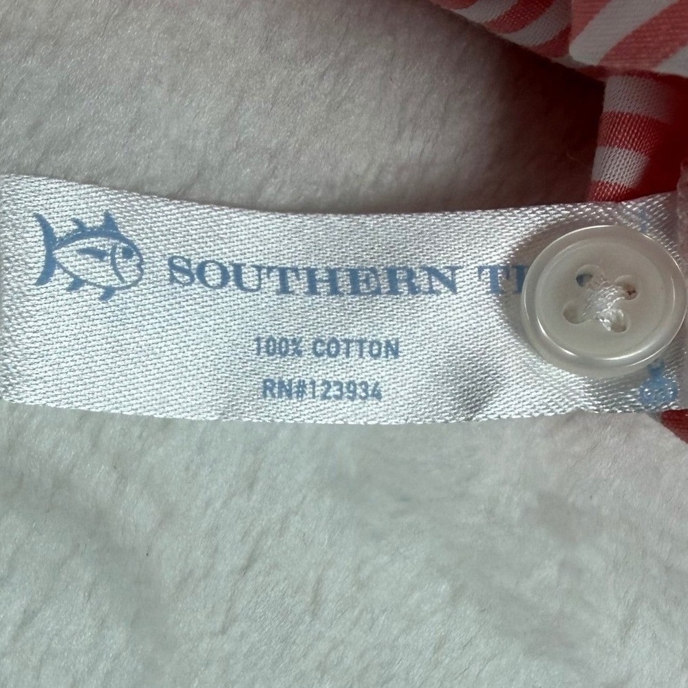 Southern Tide Cam Stripe Poplin Dress Womens M Pink White Preppy Coastal - Picture 7 of 13